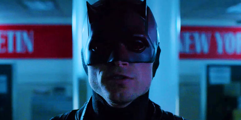 Bullseye in Daredevil suit at the New York Bulletin in Daredevil season 3
