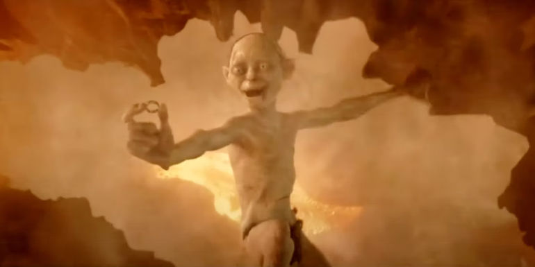 Gollum falling into Mount Doom