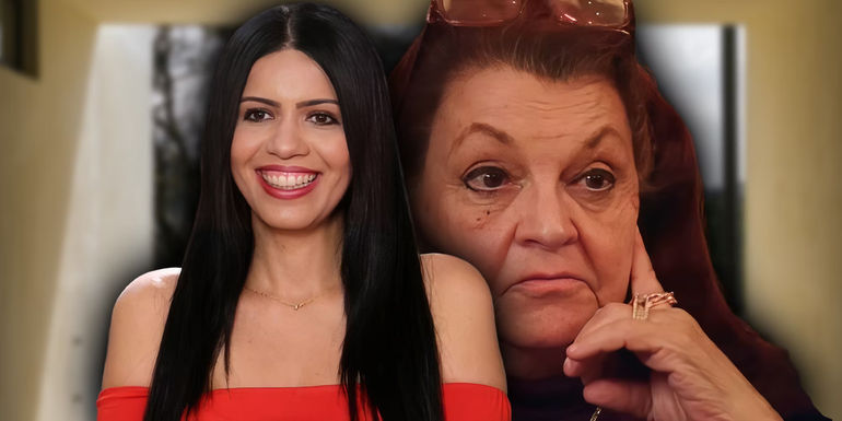 90 Day Fiancé stars Larissa Lima and Debbie Johnson montage debbie serious larissa smiling