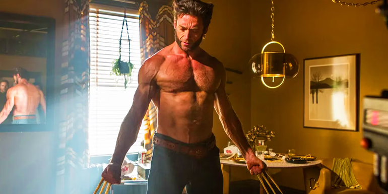 Hugh Jackman as Wolverine with his claws drawn in X-Men Days of Future Past