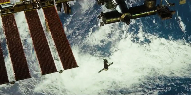 The Souyez approaches the I.S.S. in the movie I.S.S.