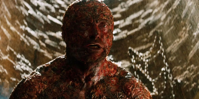 Wolverine (Hugh Jackman) burned by nuclear blast in The Wolverine