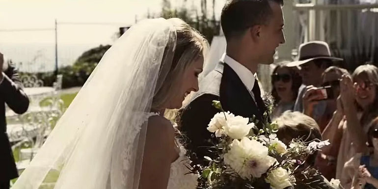 Aaron Quinn and Denise Huskins getting married in American Nightmare on Netflix.