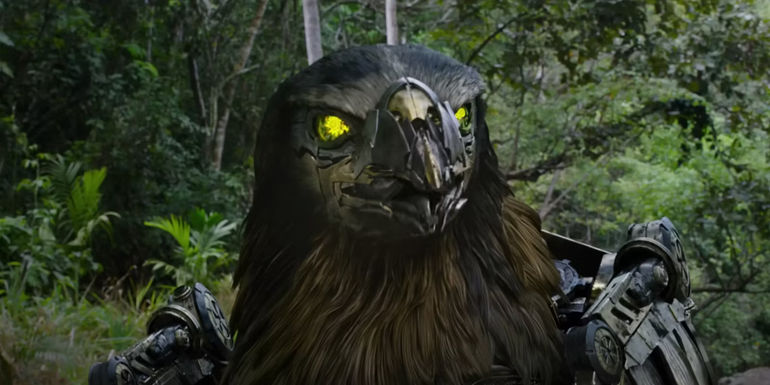 Airazor talking in in the forest in Transformers Rise of the Beasts