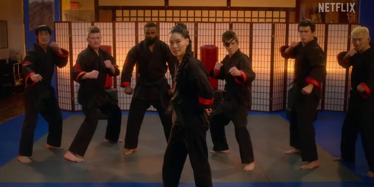 Sensei Kim with her students in Cobra Kai S5
