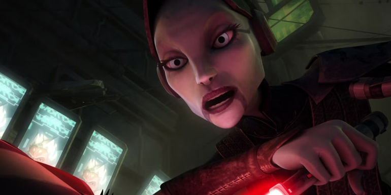 Asajj Ventress captures Ahsoka Tano in Star Wars: The Clone Wars season 5 episode 19