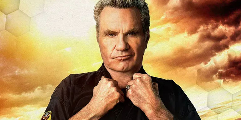 Martin Kove as John Kreese looking serious in Cobra Kai