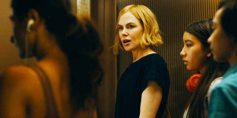 Sarayu Blue as Hilary Starr, Nicole Kidman as Margaret, Tiana Gowen as Daisy Woo, and Bodhi del Rosario as Philip Woo in Expats episode 1