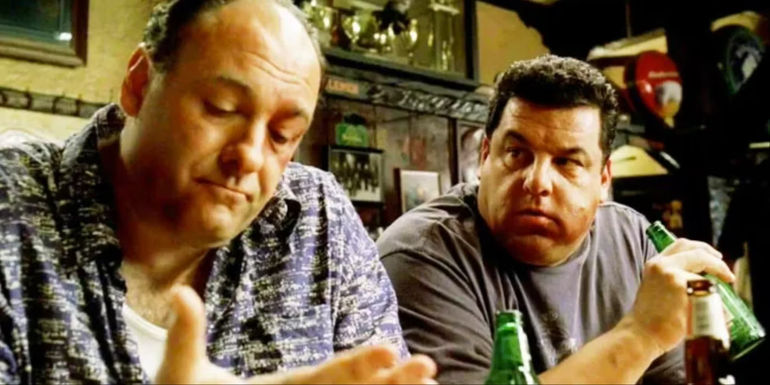Tony and Bobby drinking together in The Sopranos