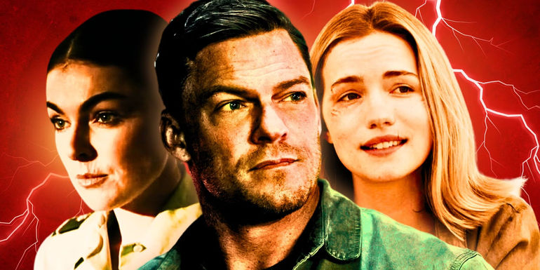 Alan Ritchson as Reacher, Serinda Swan as Dixon, and Willa Fitzgerald as Roscoe