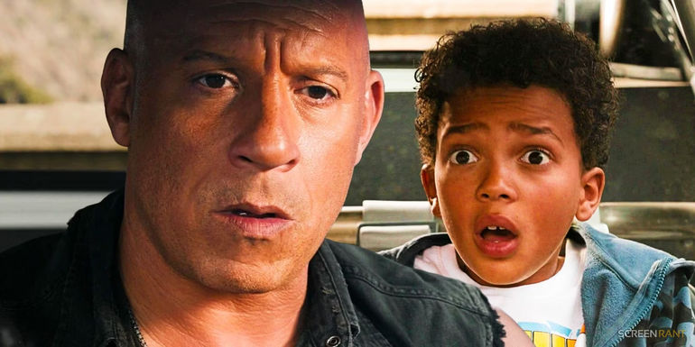 Dom and Little Brian looking worried in Fast X