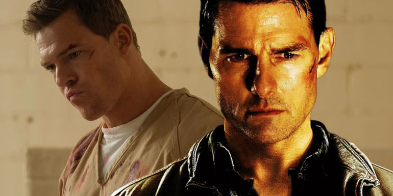 Collage of Tom Cruise and Alan Ritchson as Jack Reacher