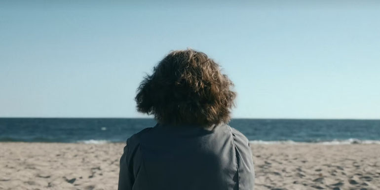 The ending beach scene in Griselda with Sofia Vergara looking out