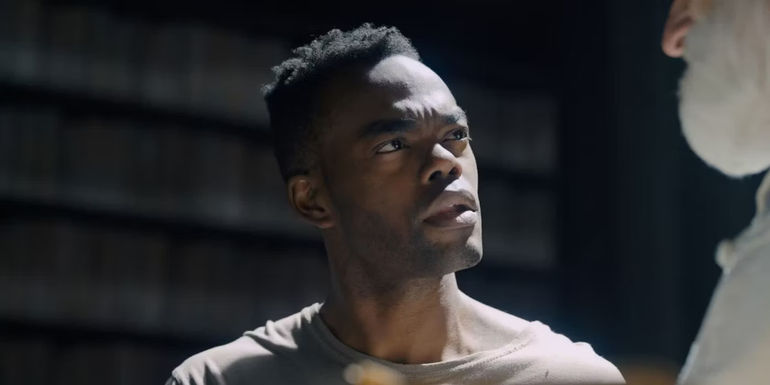 Josh talking in Midsommar