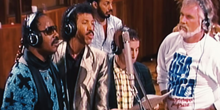 Stevie Wonder, Lionel Richie, Paul Simon, and Kenny Rogers in The Greatest Night in Pop