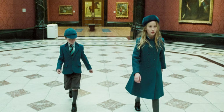 The Postcard Killings young Simon and Marina in a museum