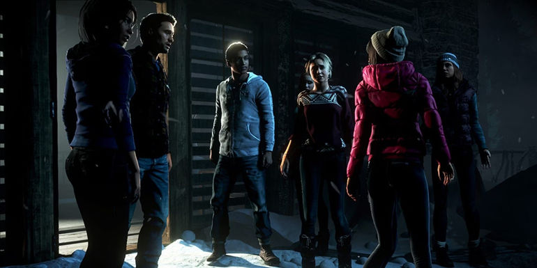 Until Dawn Playable Characters snow low light