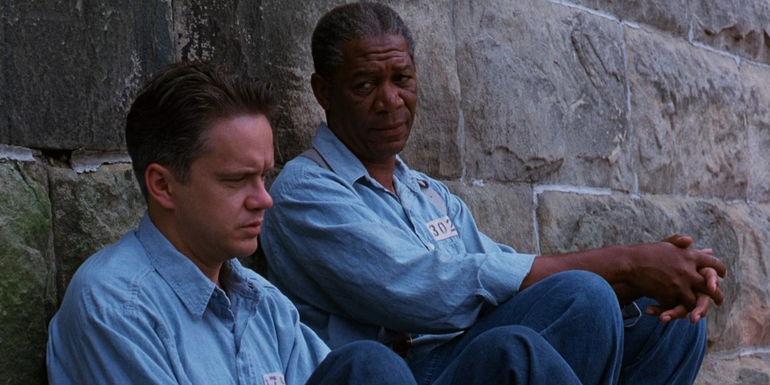Andy and Red sit together in The Shawshank Redemption