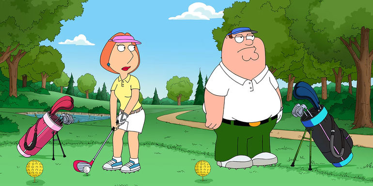 Peter and Lois playing golf together in Family Guy