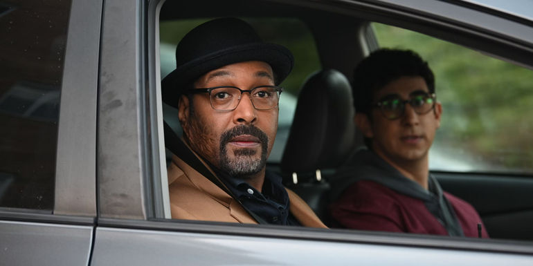 Jesse L. Martin as Alec Mercer and Arash DeMaxi as Rizwan in the car in The Irrational 108.