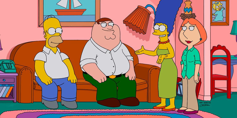 The simpson and family guy crossing over in The Simpsons house