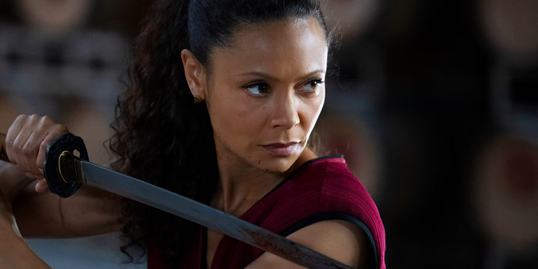 Thandiwe Newton as Maeve in a scene from Westworld.