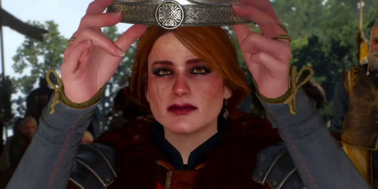 Cerys an Craite being crowned Queen of Skellige in The Witcher 3.