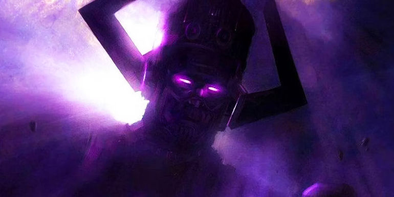 Galactus in purple clouds in Marvel Comics