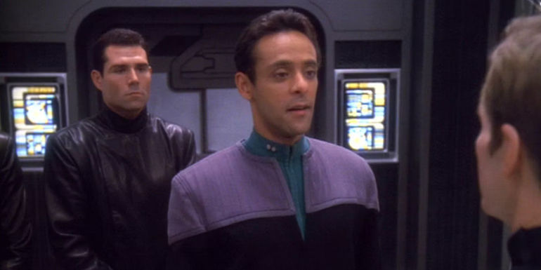 Julian Bashir talks to Sloan from Section 31 in DS9 Inquisition