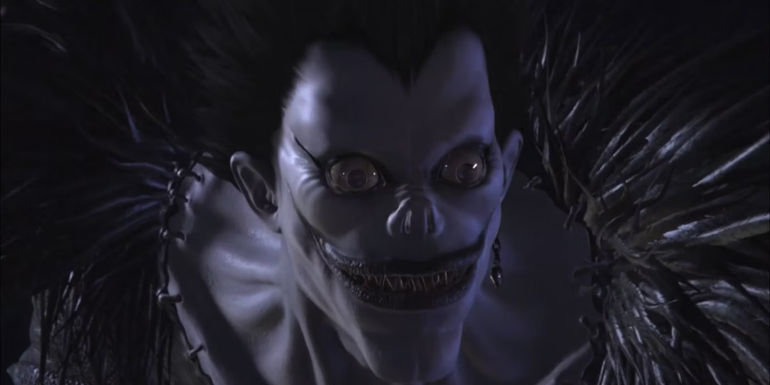 Death Note 2015 Ryuk in episode 1, confronting Light Yagami on the rooftop.