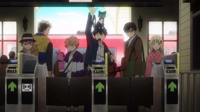 The Exwire leave for Shimane, as seen in Blue Exorcist season 3 episode 5 (Image via Studio VOLN)