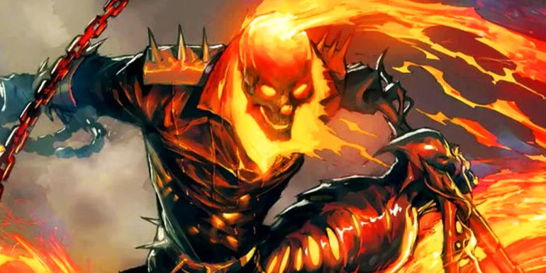 Ghost Rider on fire in Marvel Comics