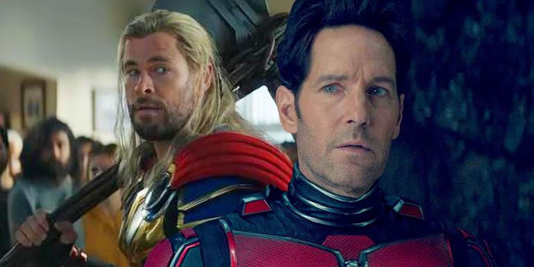 Custom image of Chris Hemsworth in Thor 4 and Paul Rudd in Ant-Man 3.