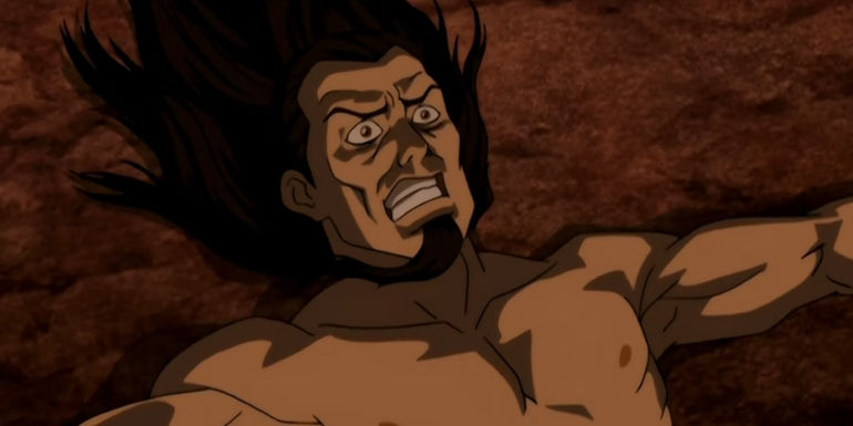 Fire Lord Ozai looks frightened in Avatar: The Last Airbender.