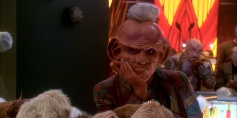 Quark and a tribble from Star Trek: Deep Space Nine.