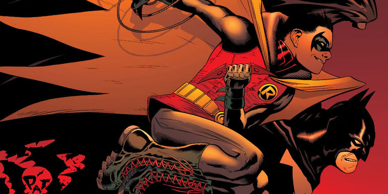 Damien Wayne and Batman leap into battle in DC Comics.