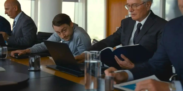 Roman Roy accidentally sends a picture to Logan during a meeting in Succession