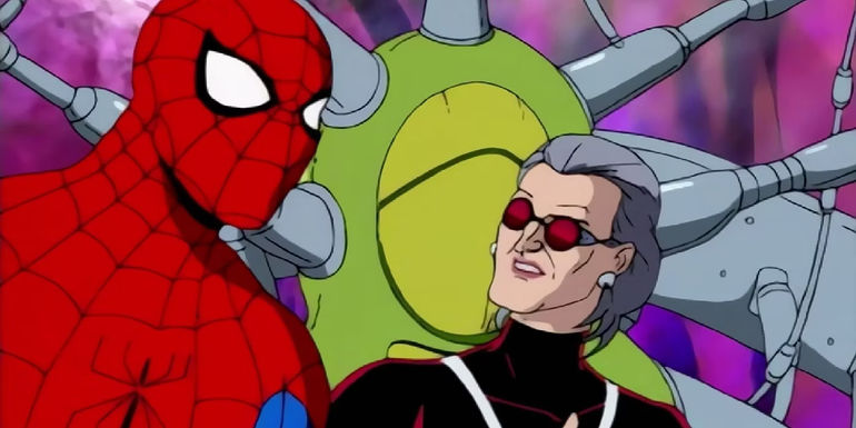 Spider-man and maddame web in spider-man the animated series