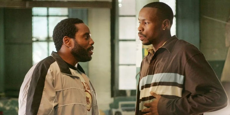 Chad L. Coleman as Cutty and Wood Harris as Avon Barksdale in a scene from The Wire.