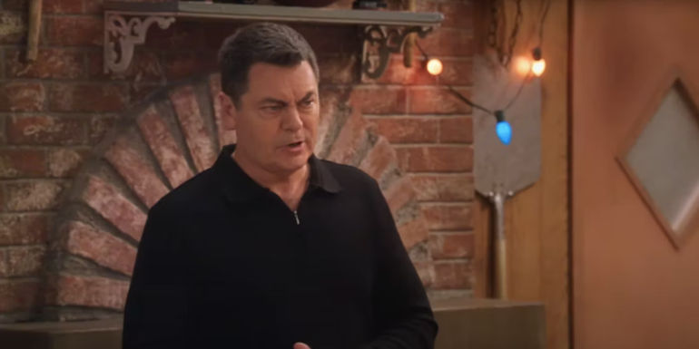 Nick Offerman's unnamed character frowns in the Lunchbox in The Conners season 6 promo
