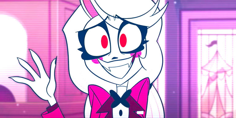 Charlie smiling and waving in Hazbin Hotel