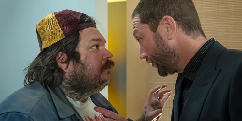 Fak (Matty Matheson) and Richie (Ebon Moss-Bachrach) argue in The Bear