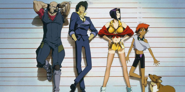 jet black spike spiegel faye valentine edward and ein from cowboy bebop