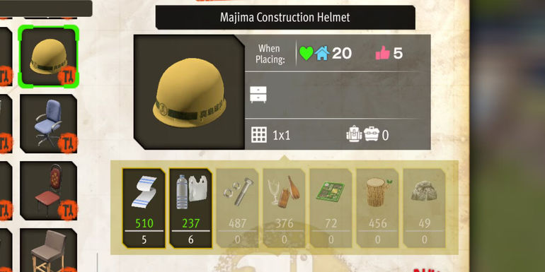 Like a Dragon Infinite Wealth DonDoko Island DIY Recipes Majima Construction Helmet
