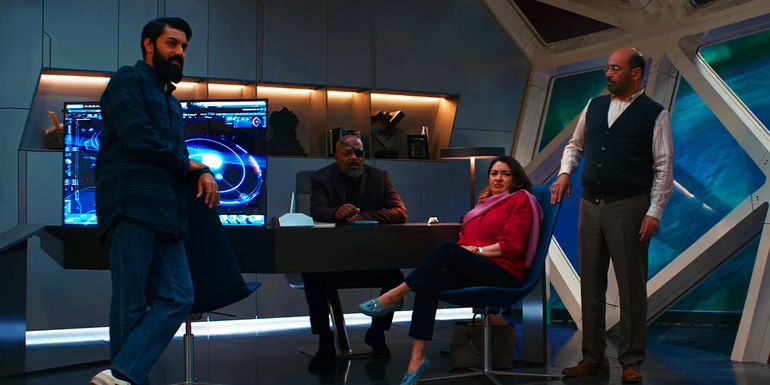Nick Fury with the Khans in the SABER Space Station