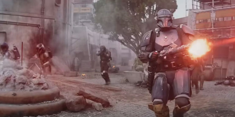 The Mandalorians fight pirates on Nevarro.