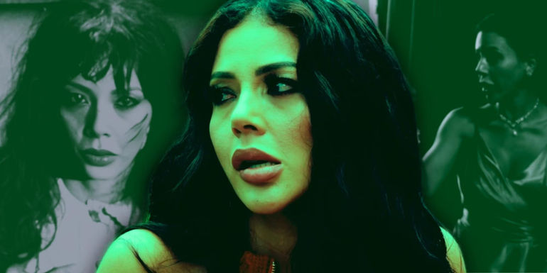 Jasmine Pineda from 90 Day Fiance franchise with green monster montage background