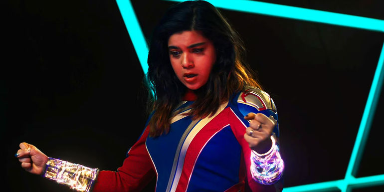 Ms. Marvel with both Quantum Bands in The Marvels