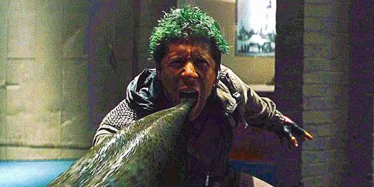 Toad (Ray Park) sticking out his tongue in 2000's X-Men