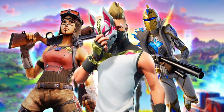 Three Fortnite characters pose next to each other.